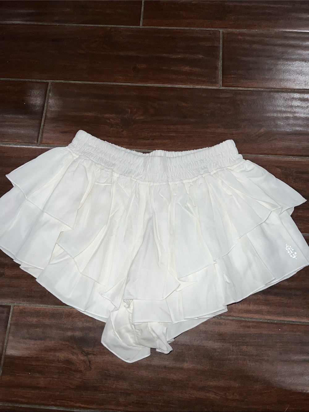 Free People Cream Tiered Ruffle Skort